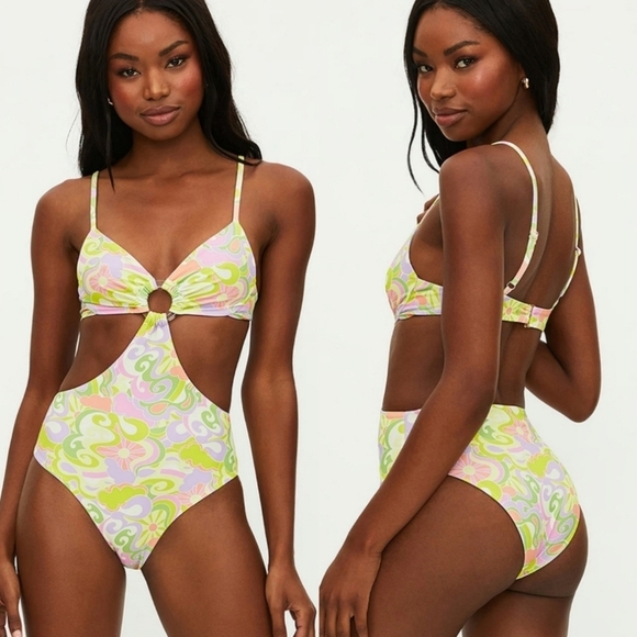 New!Beach Riot Kristen One Piece-Psychedelic Sunshine - Picture 3 of 14